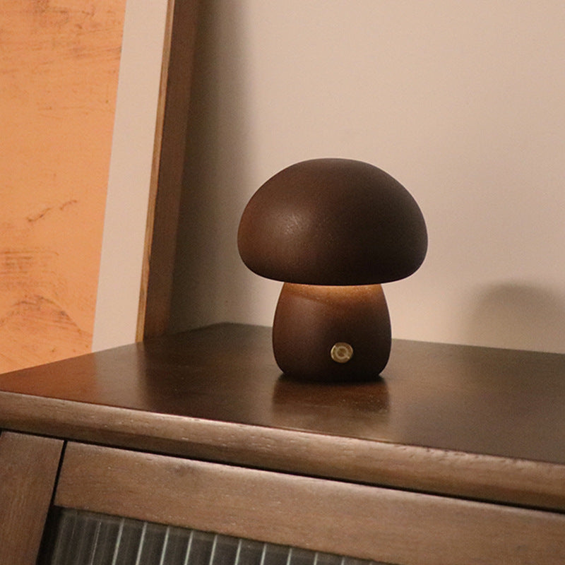 Wooden Mushroom Beside Light