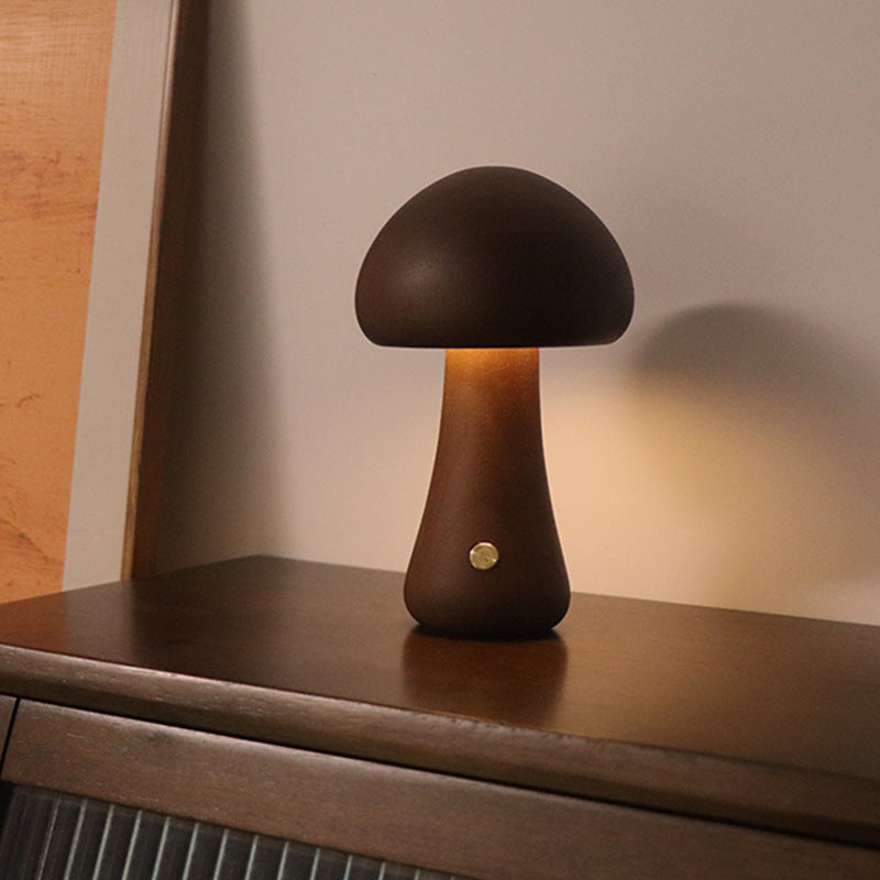 Wooden Mushroom Beside Light