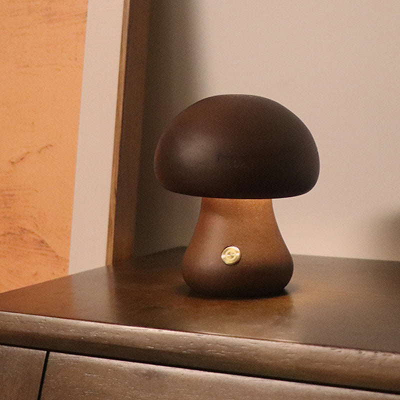 Wooden Mushroom Beside Light