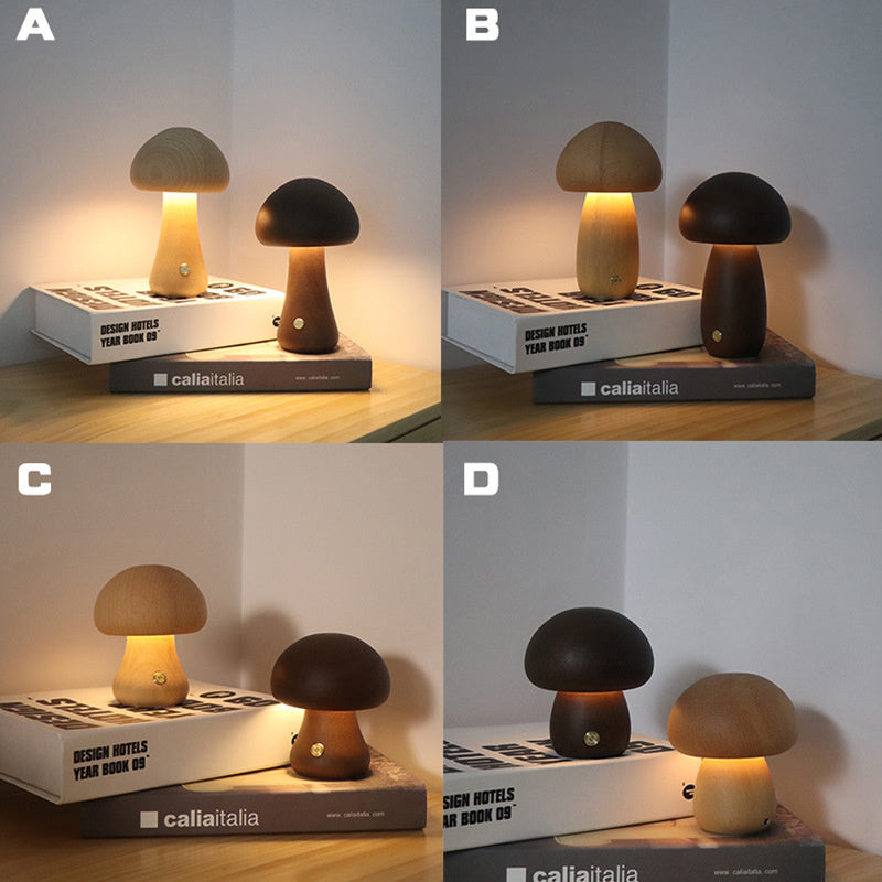 Wooden Mushroom Beside Light